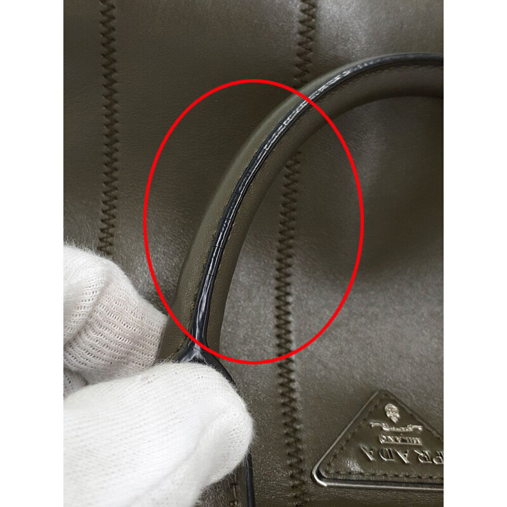 Prada Soft Calf Leather Argilla Tote olive green - Picture 5 of 9